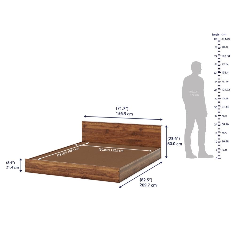 Wakefit Bed | 1 Year Warranty | Double Bed, Queen Size Bed, Cosmo Engineered Wood Bed, Platform Low Height Bed, Wooden Bed (Matte Finish_Brown)