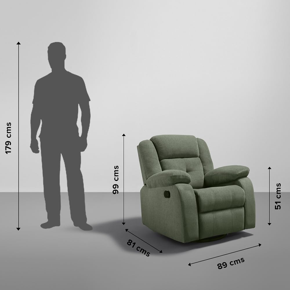 Sleepyhead RX7 - Rocking & Revolving Single Seater Fabric Recliner (Irish Green)