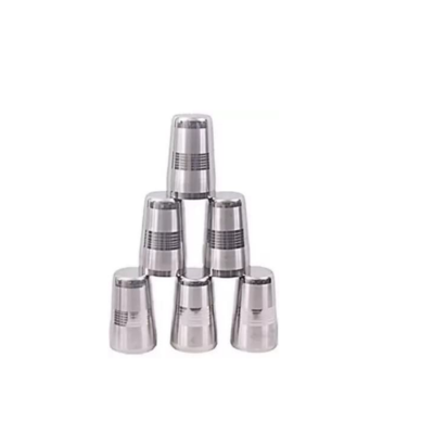 Metals Stainless Steel Big Lassi, Juice, Milk,Water Glass Long Tumbler, Set of 6