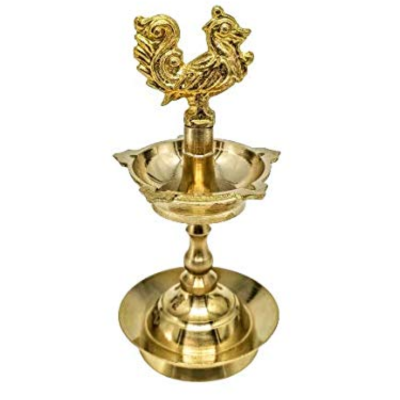 Brass Baby  Kuthu Vilakku_Annapakshi  with 5 Wicks Representing Virtue and Wealth. 1 Piece
