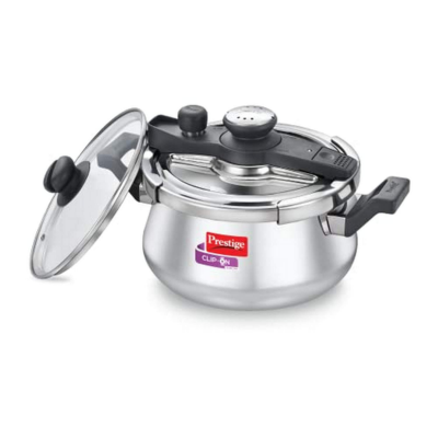 Prestige FLIP-ON TRI-PLY  Pressure Cooker with Glass Lid (Silver and  Black),