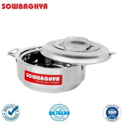 SOWBAGHYA _ Stainless Steel Solid Casserole, (Silver, 1500 ml)