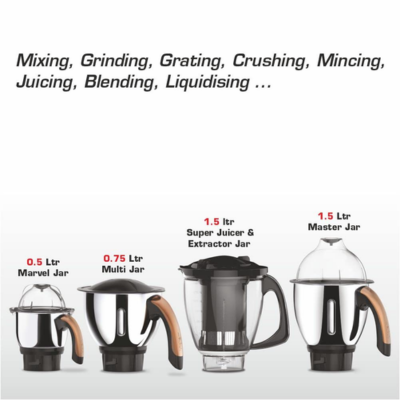 Vidiem Metallica Bronze|Mixer Grinder 1000 Watt with 3 Jars & 1 Juicer