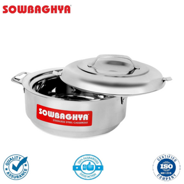 SOWBAGHYA _ Stainless Steel Solid Casserole, (Silver, 1500 ml)